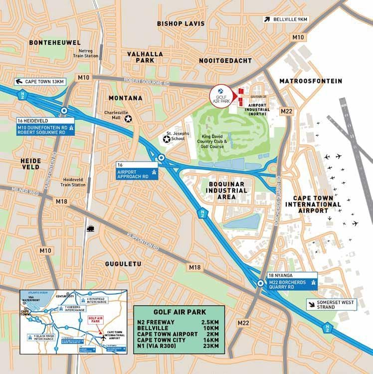 mapa do aeroporto de industria Cidade do Cabo