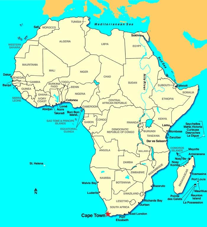cabo de áfrica mapa