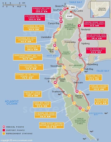 mapa de cabo argus ruta
