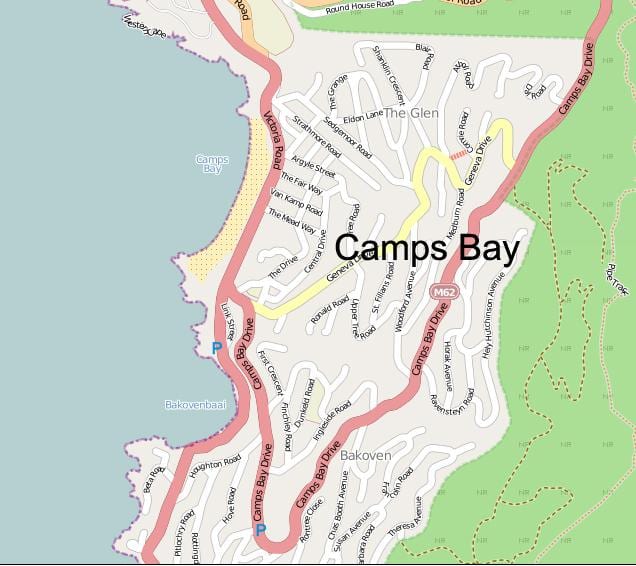 mapa de camps bay Cidade do Cabo