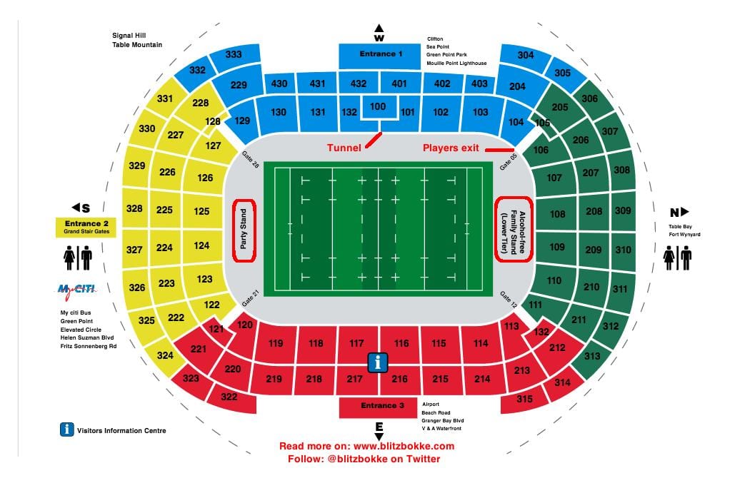 mapa de Cape Town stadium