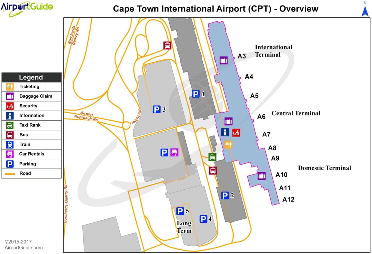 Cidade do cabo aeroporto internacional mapa
