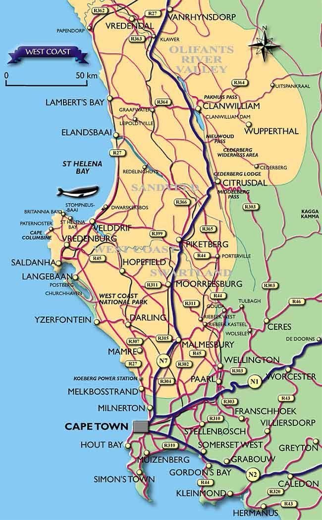 mapa de Cidade do Cabo costa