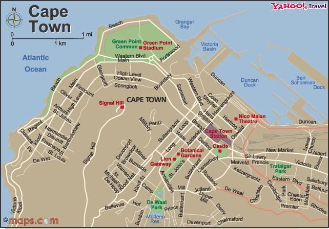 cidade do Cabo mapa espectador