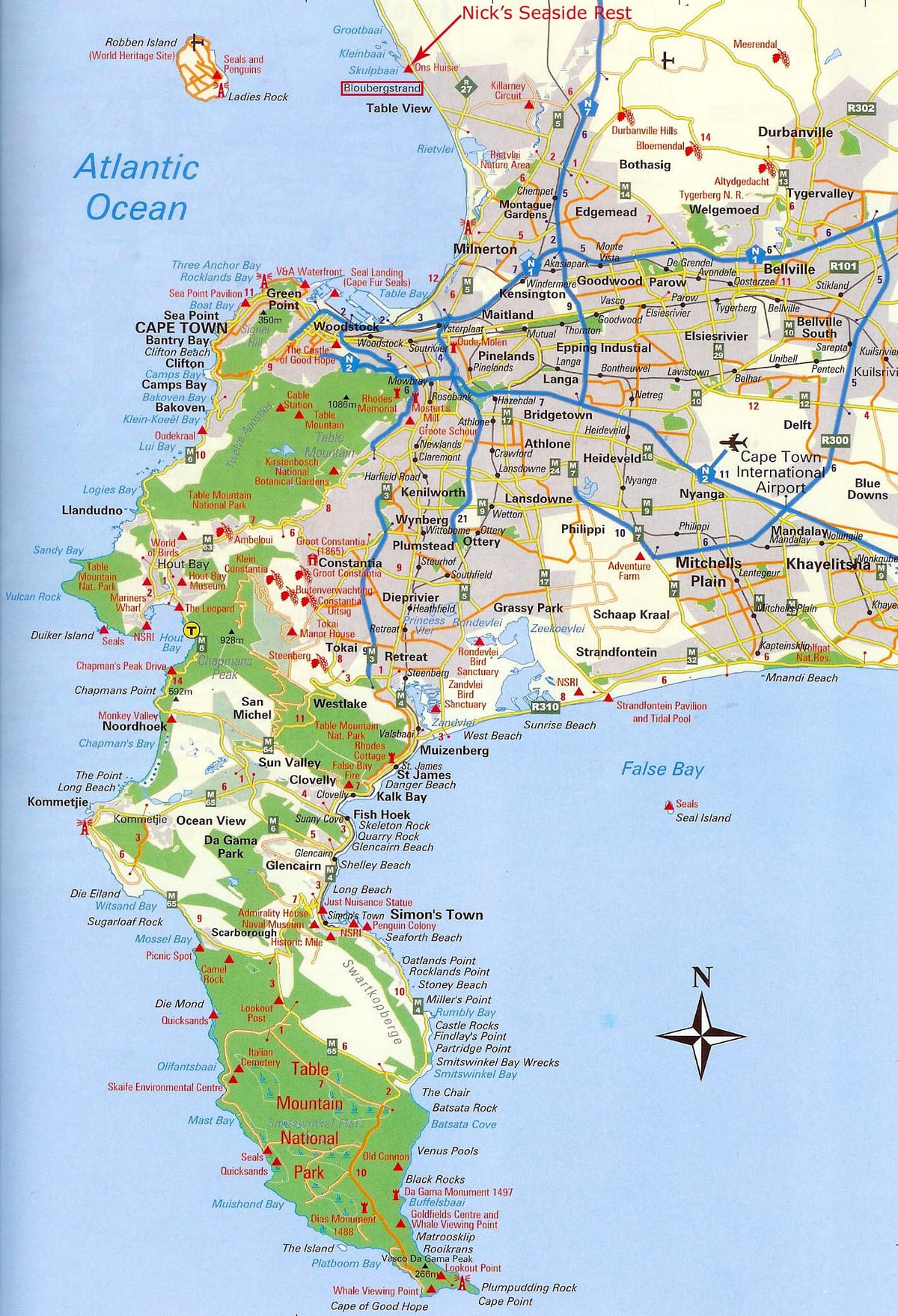 un mapa da Cidade do Cabo