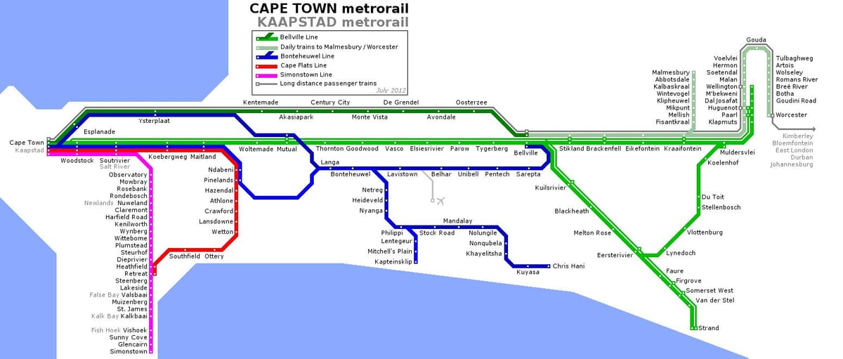 Cidade do cabo ferroviario mapa