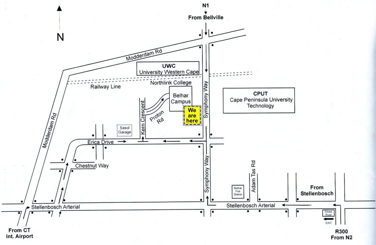 mapa de cput Cabo Cidade campus
