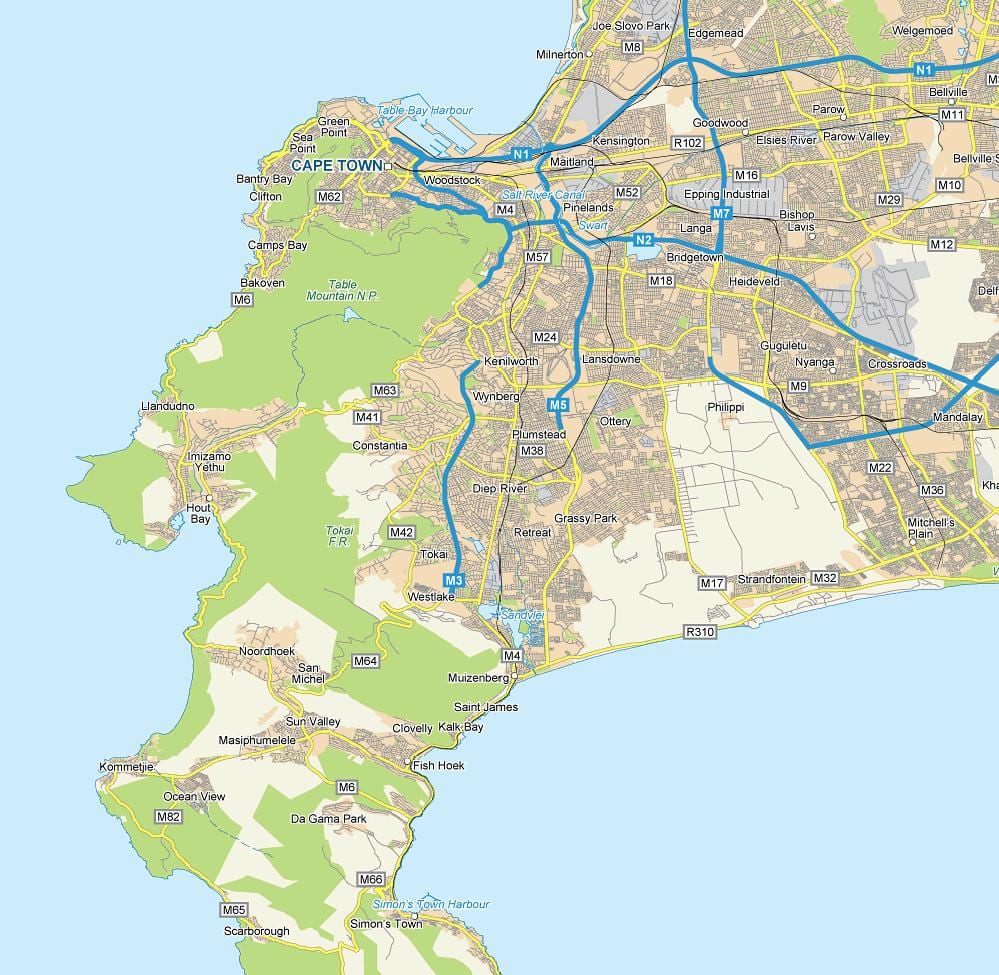 mapa de diep río Cidade do Cabo