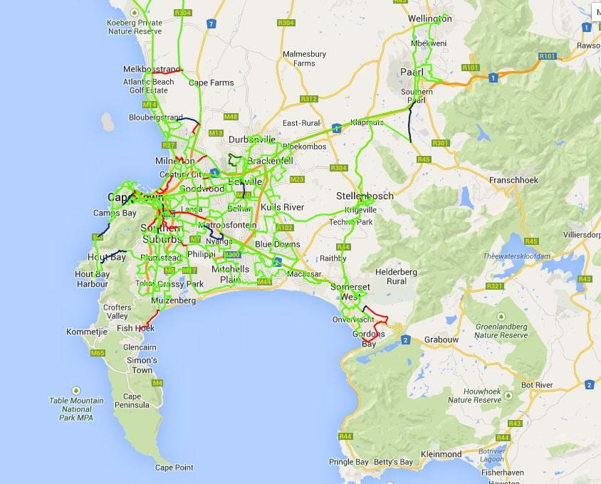mapa de fibra mapa Cidade do Cabo