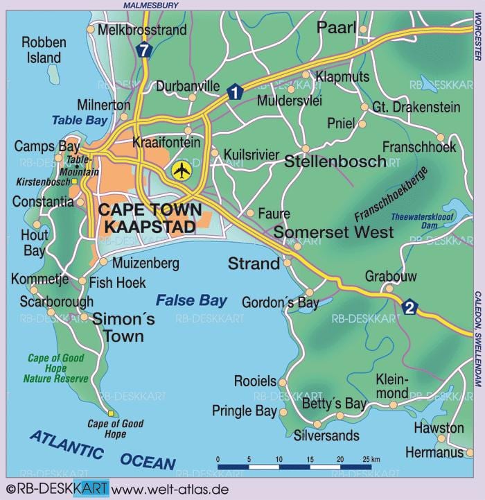 o mapa da Cidade do Cabo
