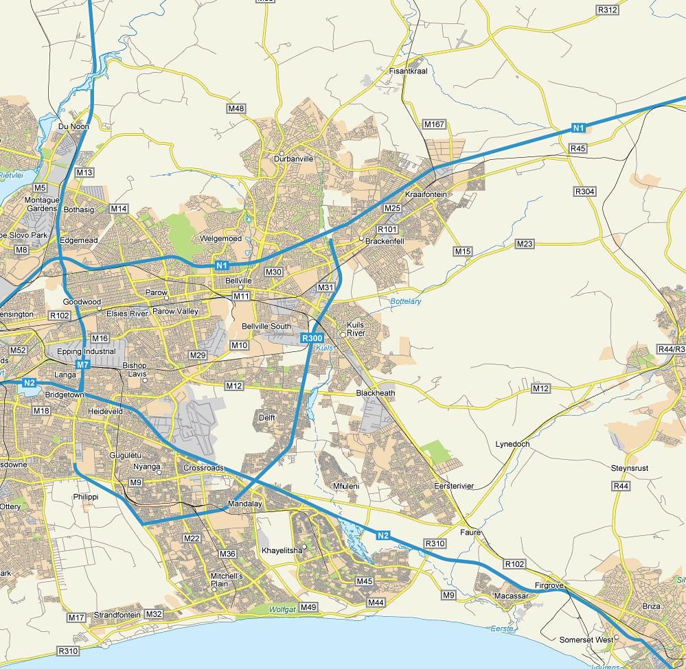 mapa de kuilsriver Cidade do Cabo