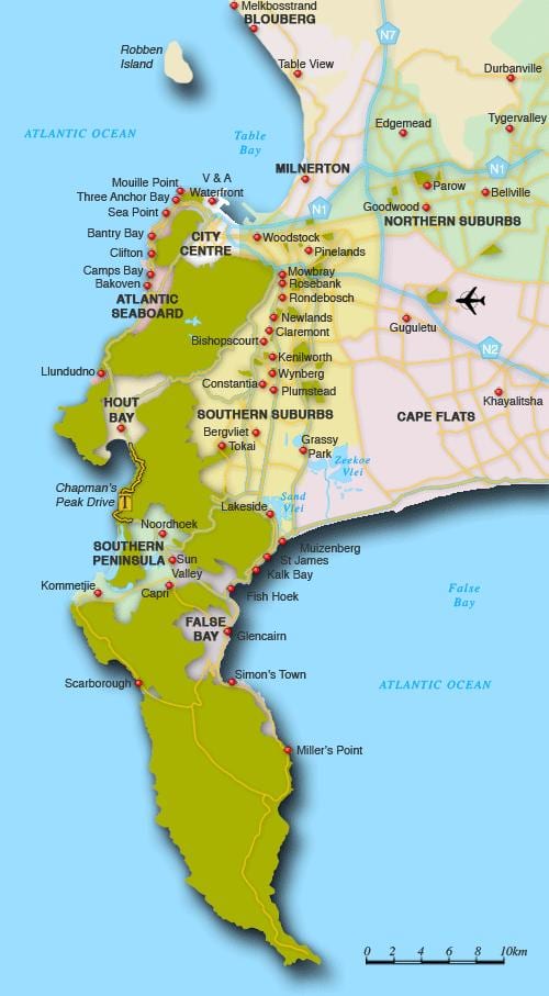 mapa de lakeside Cidade do Cabo
