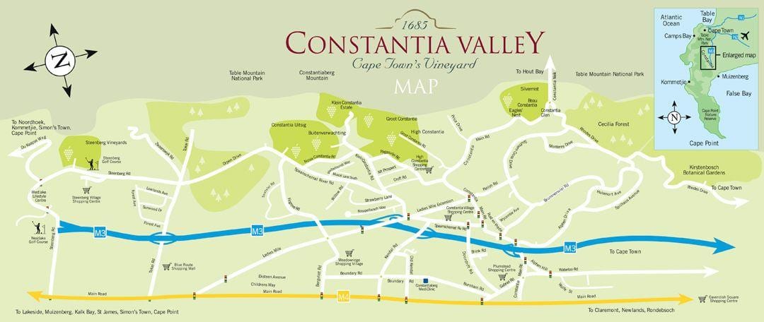 mapa de constantia Cidade do Cabo