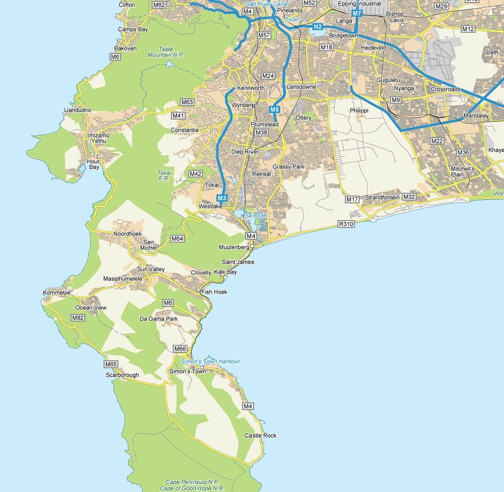 mapa de muizenberg Cidade do Cabo