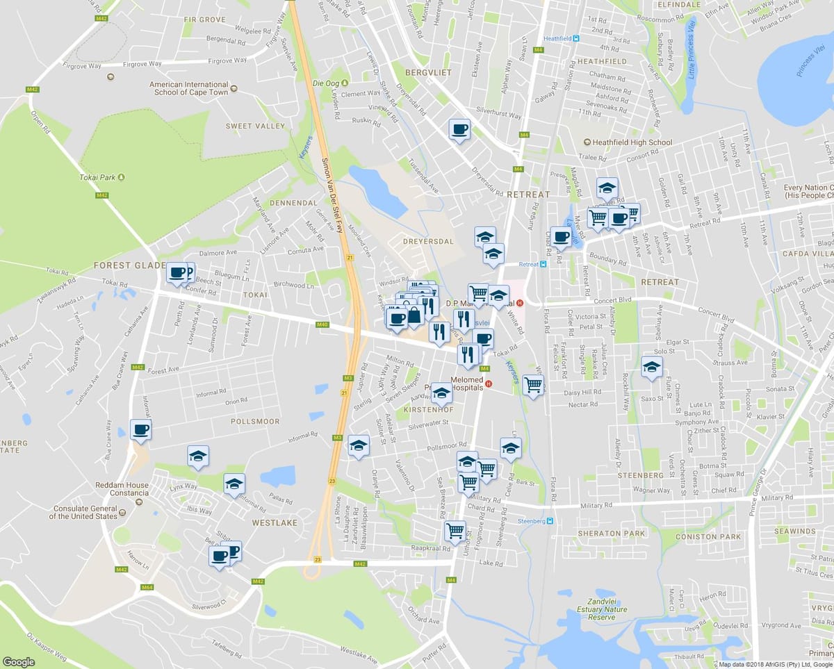 mapa de tokai Cidade do Cabo