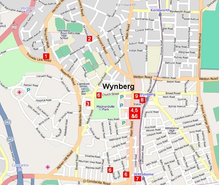  mapa de wynberg Cidade do Cabo