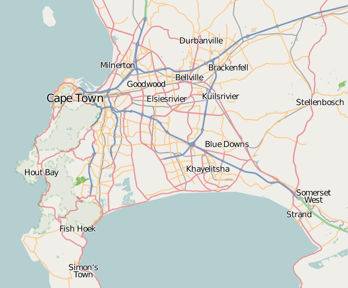 mapa da vertente occidental do cabo