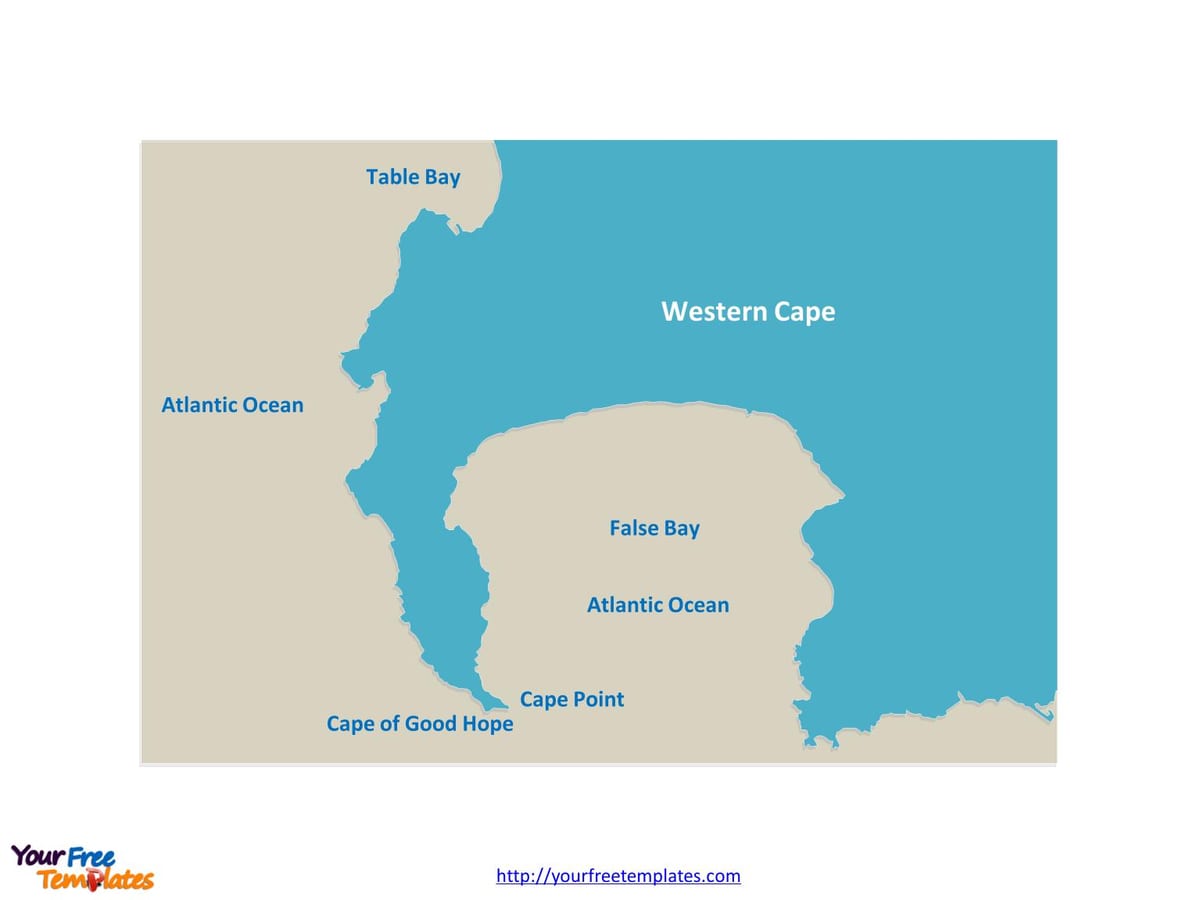 mapa de mesa bahía Sur de África