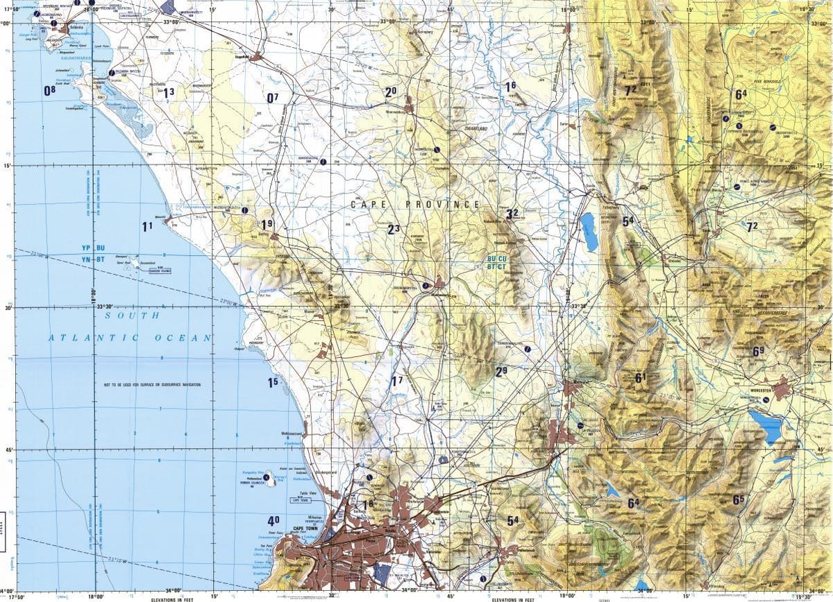 Cidade do cabo mapa topográfico