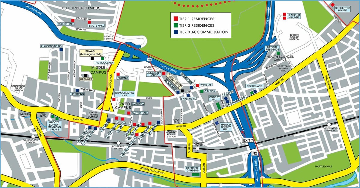 mapa da universidade de Cidade do Cabo