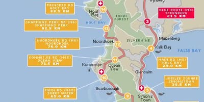 Mapa de cabo argus ruta