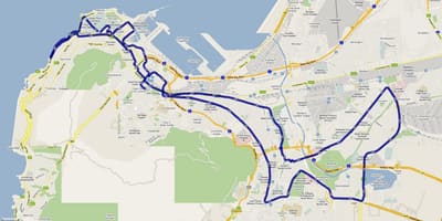 Mapa de Cidade do Cabo maratón ruta 