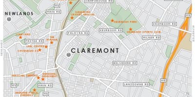 Mapa claremont Cidade do Cabo