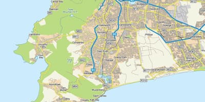 Mapa de diep río Cidade do Cabo
