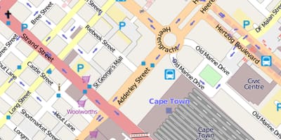 Mapa de heerengracht rúa Cidade do Cabo
