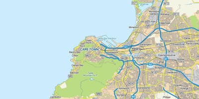 Mapa detallado de Cidade do Cabo e rodea