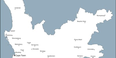 Mapa western Cape Cidades
