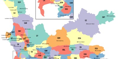 Mapa de western cape suburbios
