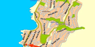Mapa do océano vista Cidade do Cabo